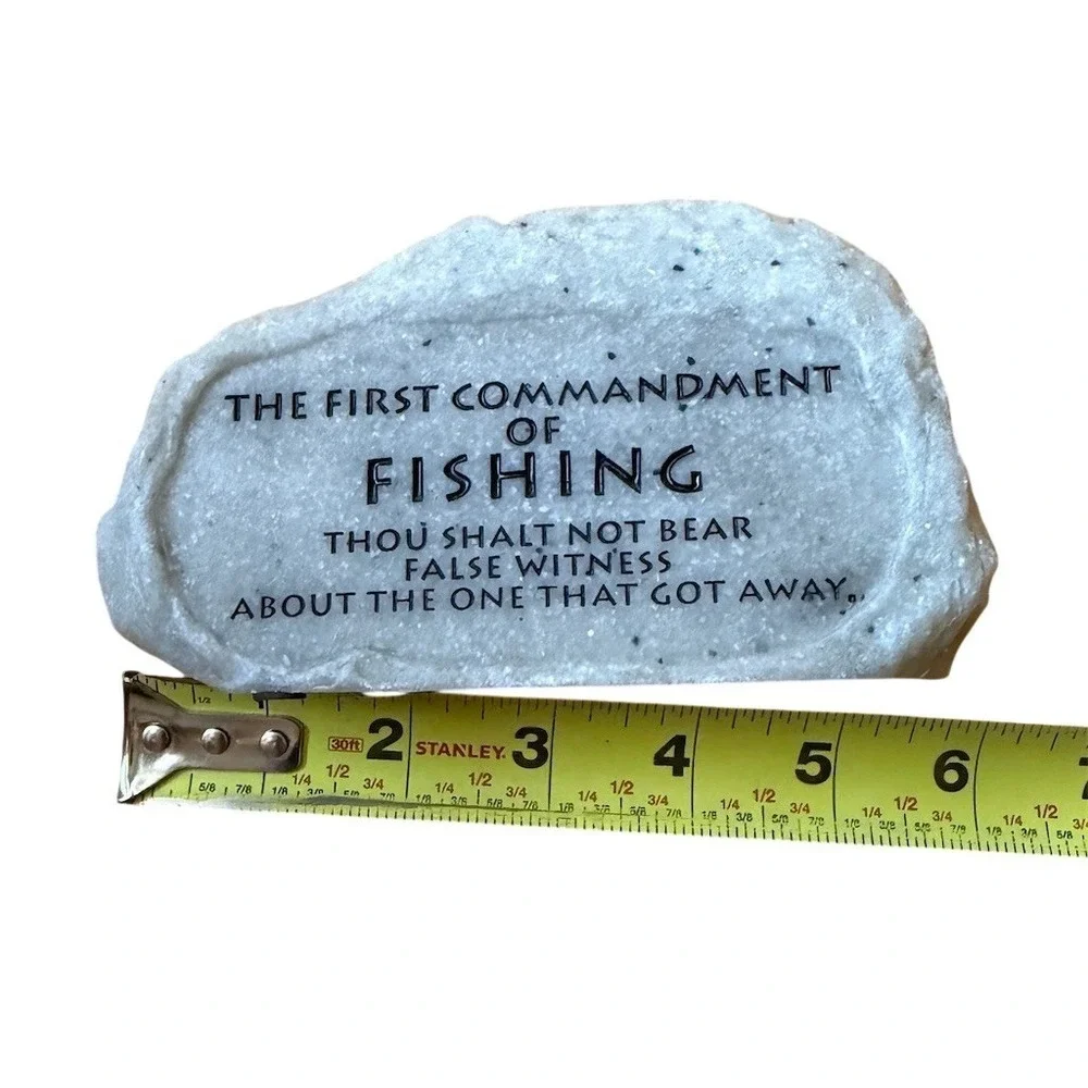 Russ Fishing Words of Wisdom Rock Plaque First Commandment‎ Humor Gray